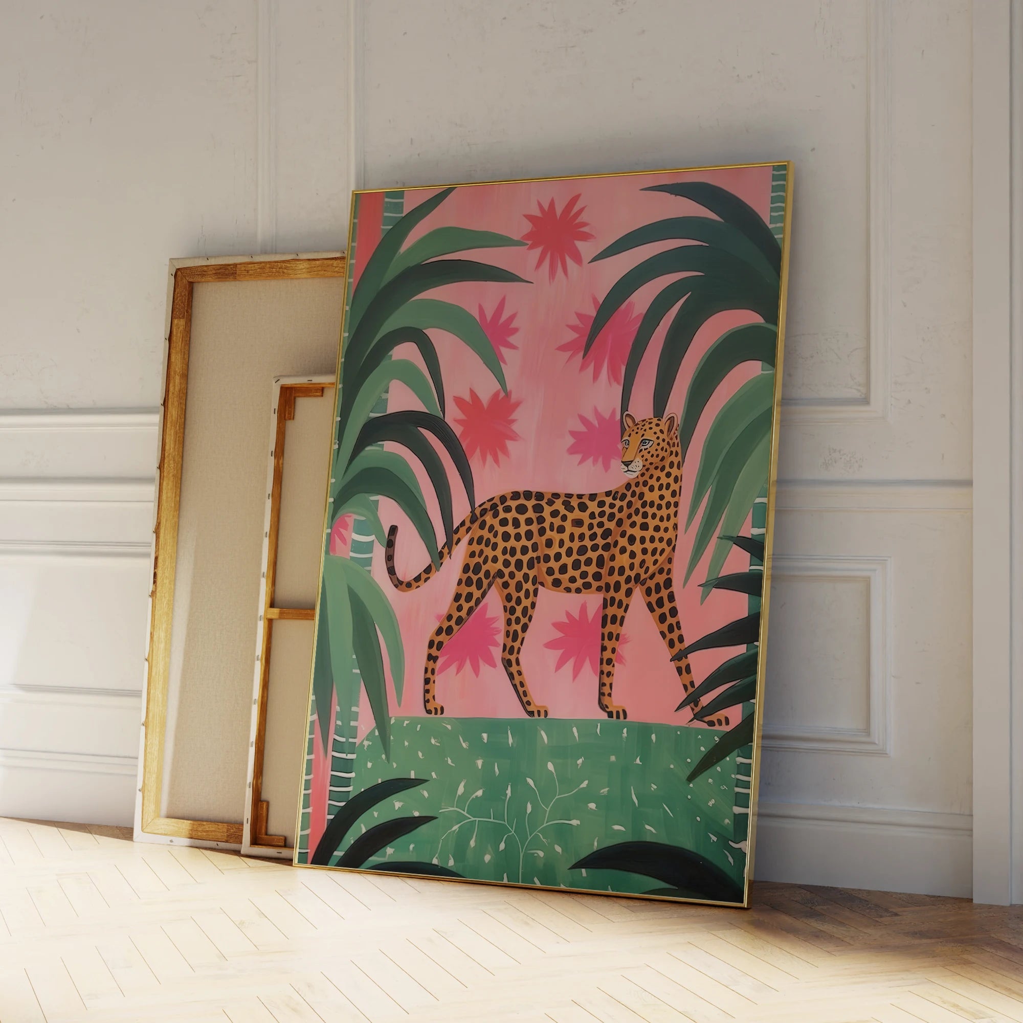Pink And Green Cheetah In The Jungle Matisse Style Wall Art Prints Canvas Painting Poster Picture For Living Room Home Decor Pink And Green Cheetah In The Jungle Matisse Style Wall Art Prints Canvas Painting Poster Picture For Living Room Home Decor